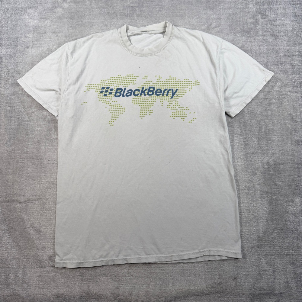 BlackBerry Shirt Mens Large Vintage Y2K World Map Tech Promo Corporate